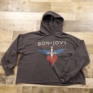 The Vinyl Icons Bon Jovi you give love a bad name‎ oversized crop hoodie wmns 3